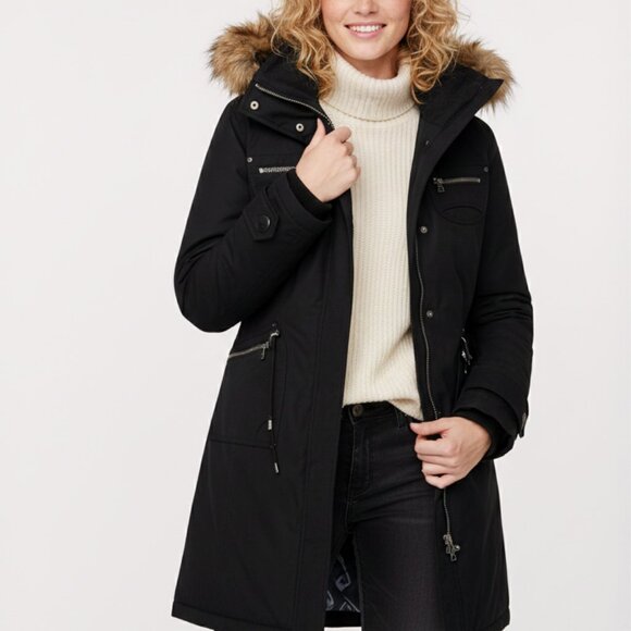 Aritzia Jackets & Blazers - ARITZIA TNA Verbier Parka Black Long Coat Faux Fur Hood Women's (S) Winter